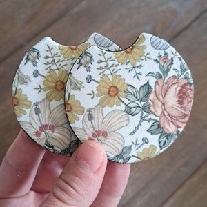 Summer Floral Car Coaster Set | Floral Car Accessories
